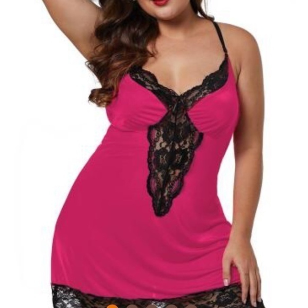 RESTOCKED!! Hot pink and black sexy babydoll lingerie set NEW